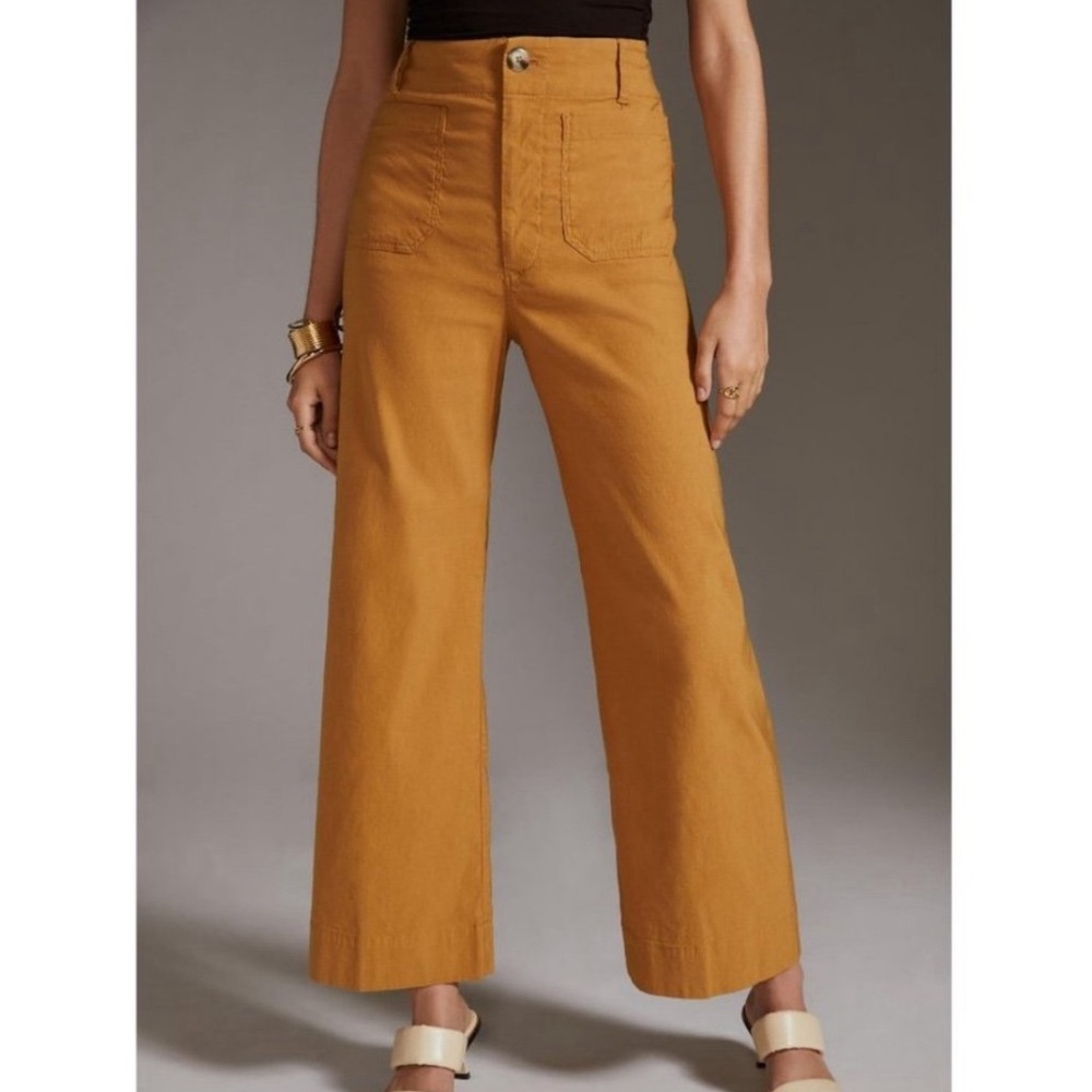 Maeve Mustard Wide Leg Jeans